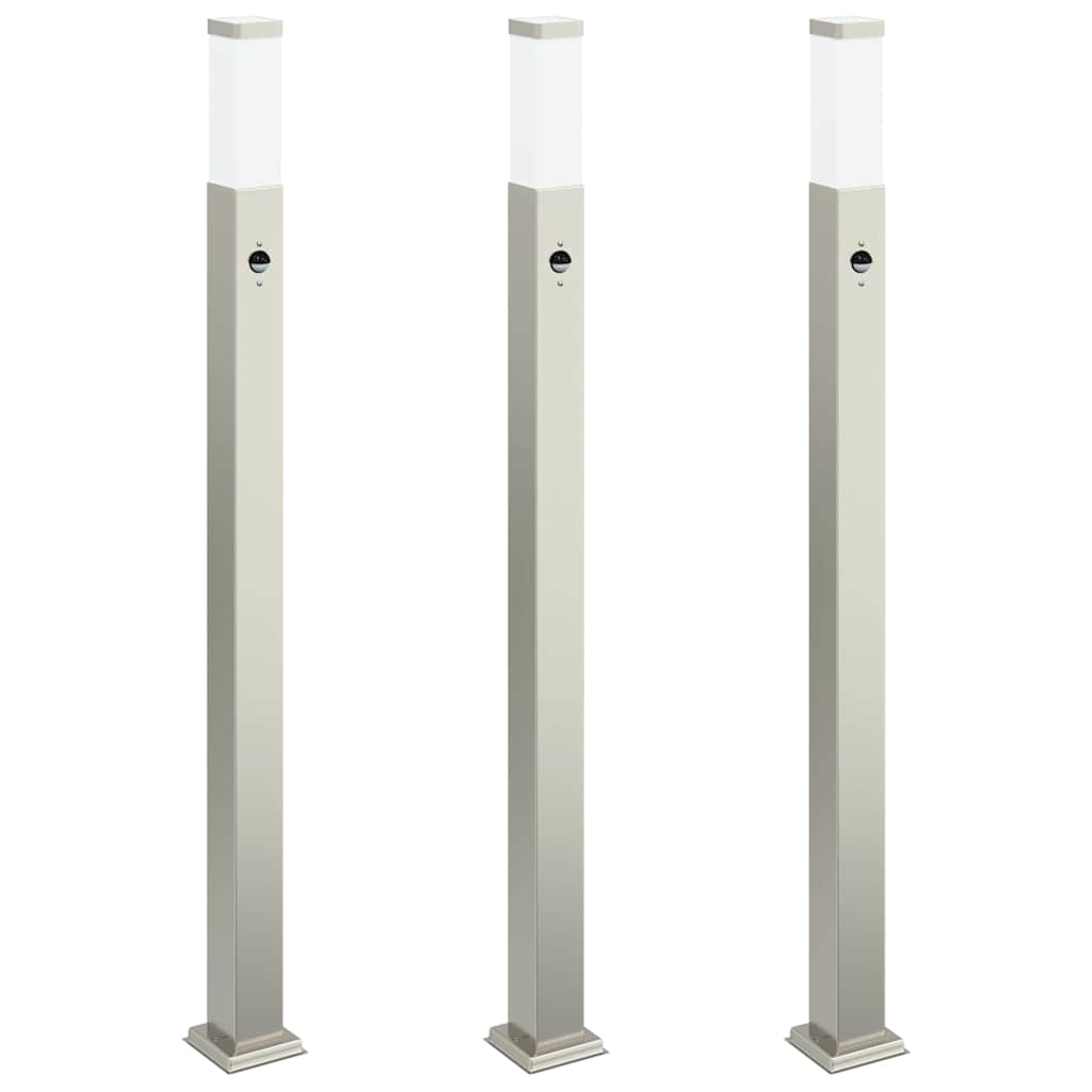vidaXL Bollard Lights with Sensor 3 pcs 110 cm Stainless Steel IP44 2