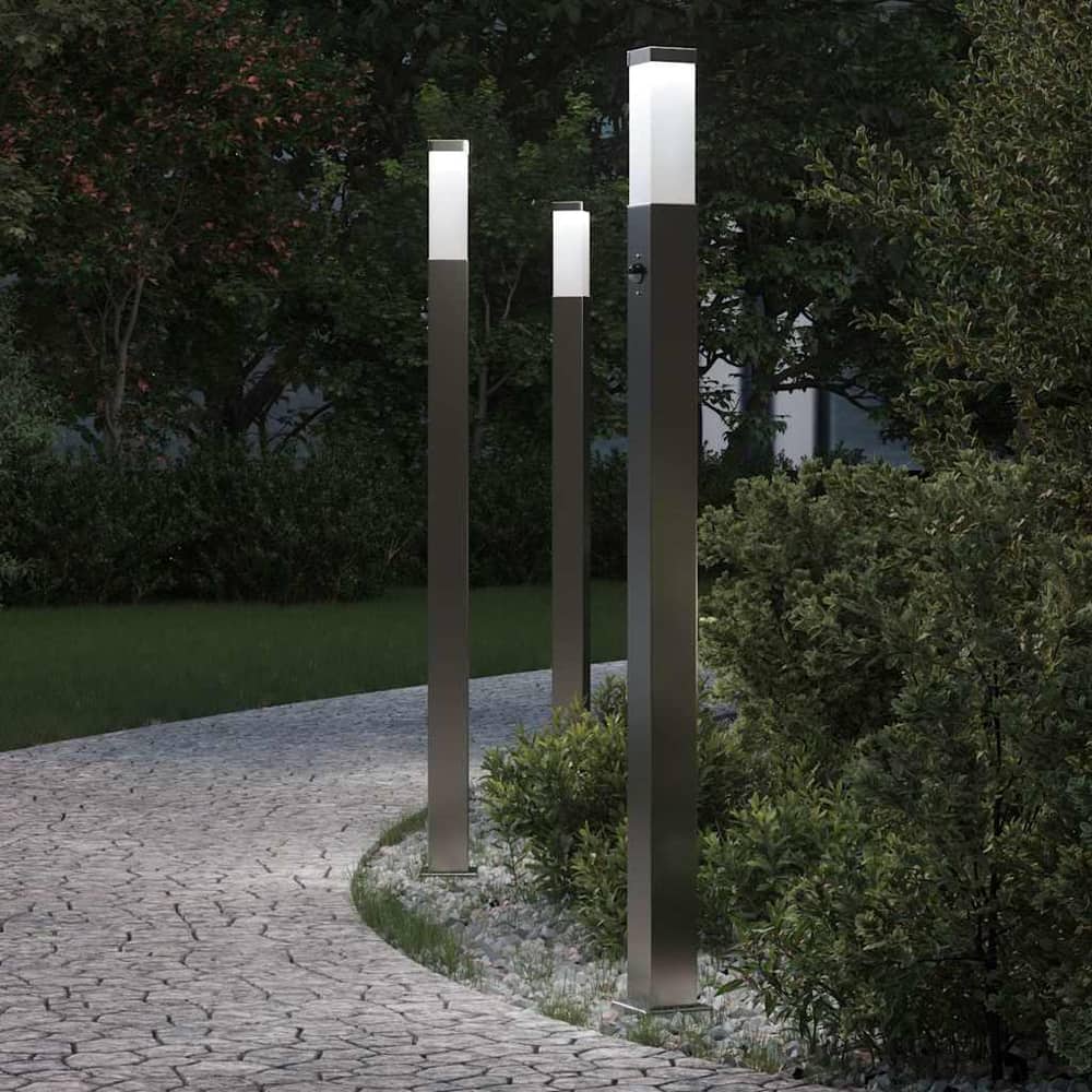 vidaXL Bollard Lights with Sensor 3 pcs 110 cm Stainless Steel IP44 1
