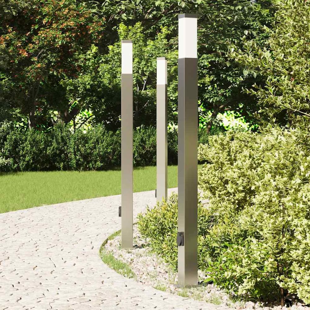 vidaXL Bollard Lights with Outlet 3 pcs 110 cm Stainless Steel IP44 3