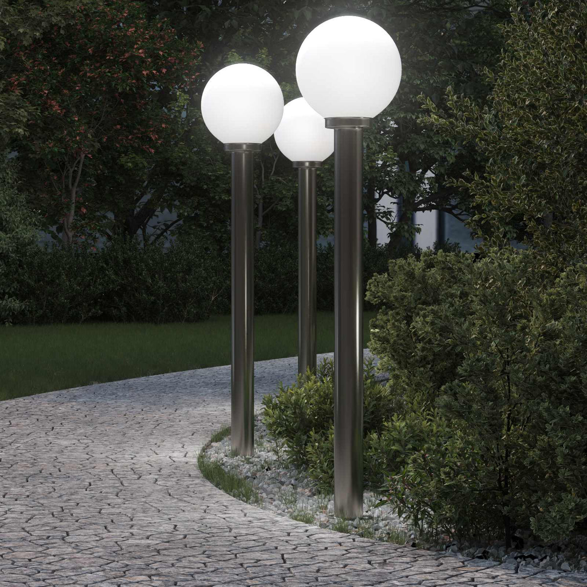 vidaXL Bollard Lights 3 pcs 120 cm Stainless Steel IP44 4