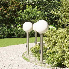vidaXL Bollard Lights with Outlet 3 pcs 80 cm Stainless Steel IP44 3