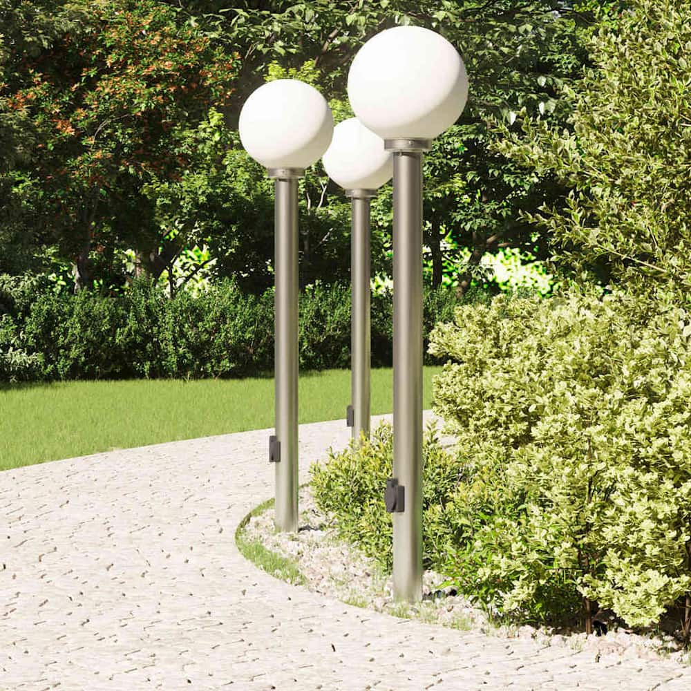 vidaXL Bollard Lights with Outlet 3 pcs 120 cm Stainless Steel IP44 3