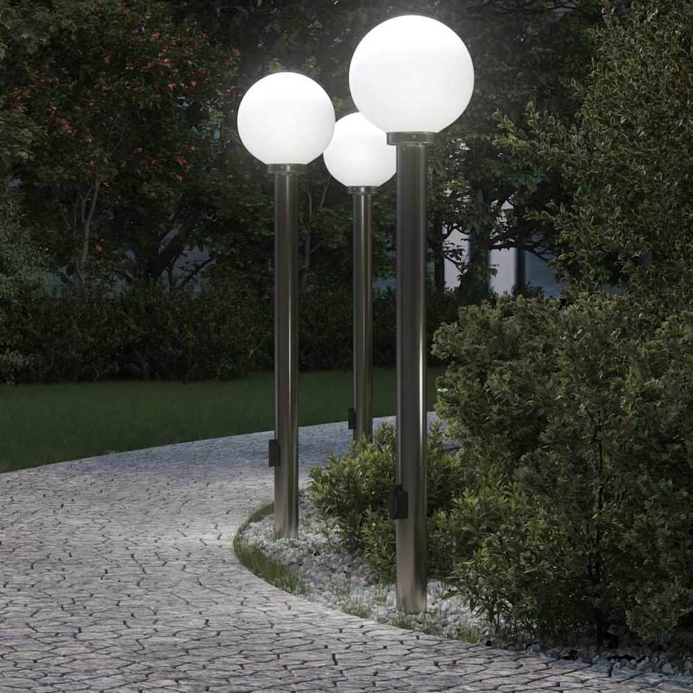 vidaXL Bollard Lights with Outlet 3 pcs 120 cm Stainless Steel IP44 1