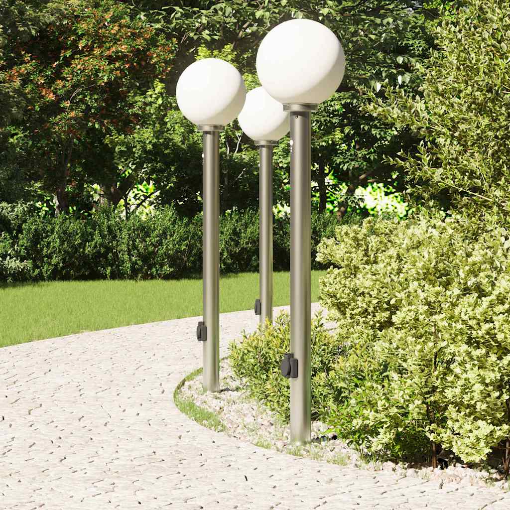 vidaXL Bollard Lights with Sensor&Outlet 3 pcs 120 cm 3