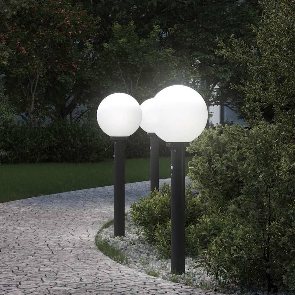vidaXL Bollard Lights with Sensor 3 pcs 80 cm Black IP44 1
