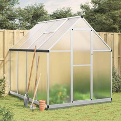 Greenhouse with Base Frame Aluminium Silver 224 cm 202 cm