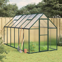 Greenhouse with Base Frame Aluminium Green 334 cm 195 cm