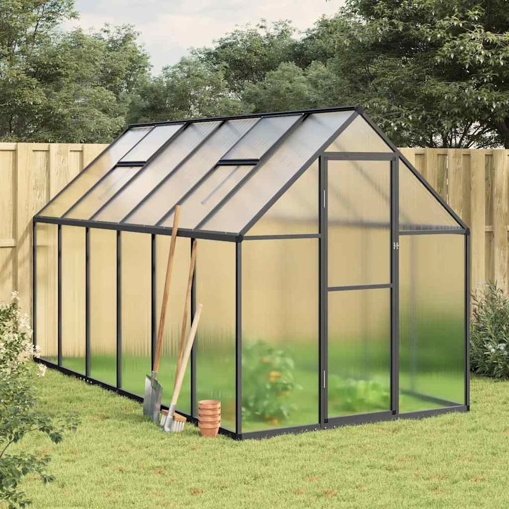 Greenhouse with Base Frame Aluminium Anthracite 334 cm 195 cm