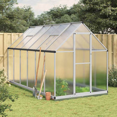 Greenhouse with Base Frame Aluminium Silver 334 cm 202 cm