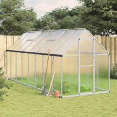 Greenhouse with Base Frame Aluminium Silver 445 cm 195 cm