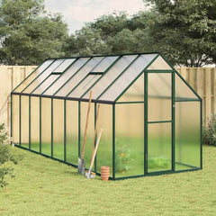 Greenhouse with Base Frame Aluminium Green 445 cm 195 cm