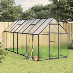 Greenhouse with Base Frame Aluminium Anthracite 445 cm 195 cm