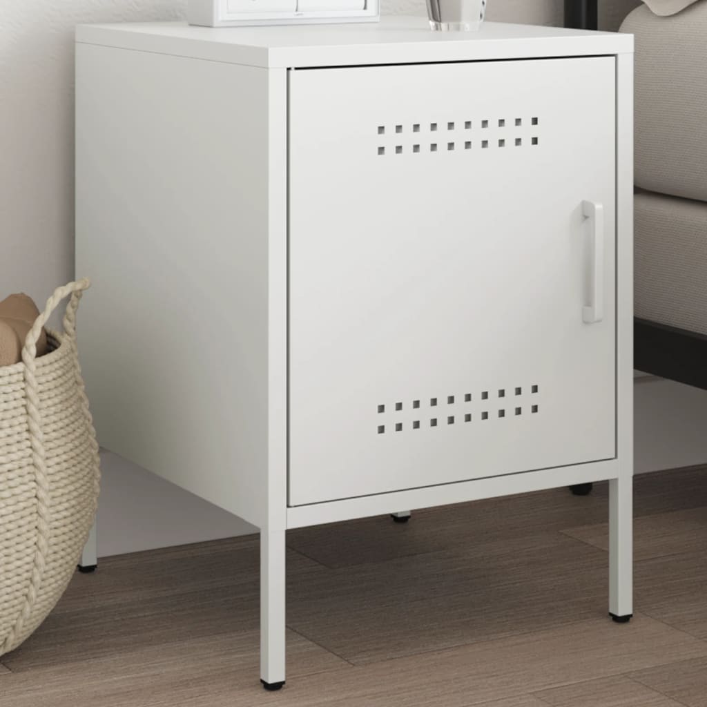 Bedside Cabinet 36x39x50,5 cm Steel White 1