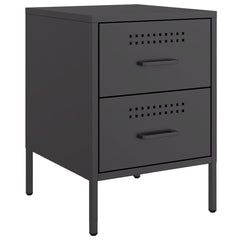 vidaXL Bedside Cabinet Black 36x39x50.5 cm Steel 2