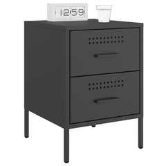 vidaXL Bedside Cabinet Black 36x39x50.5 cm Steel 4