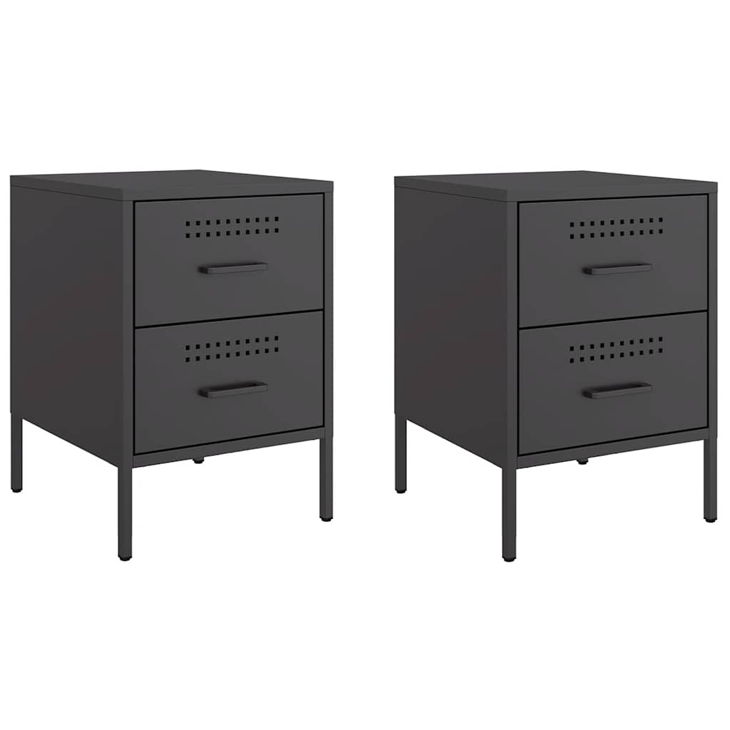 vidaXL Bedside Cabinets 2 pcs Black 36x39x50.5 cm Steel 2