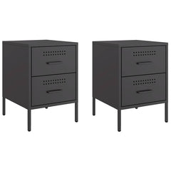 vidaXL Bedside Cabinets 2 pcs Black 36x39x50.5 cm Steel 2