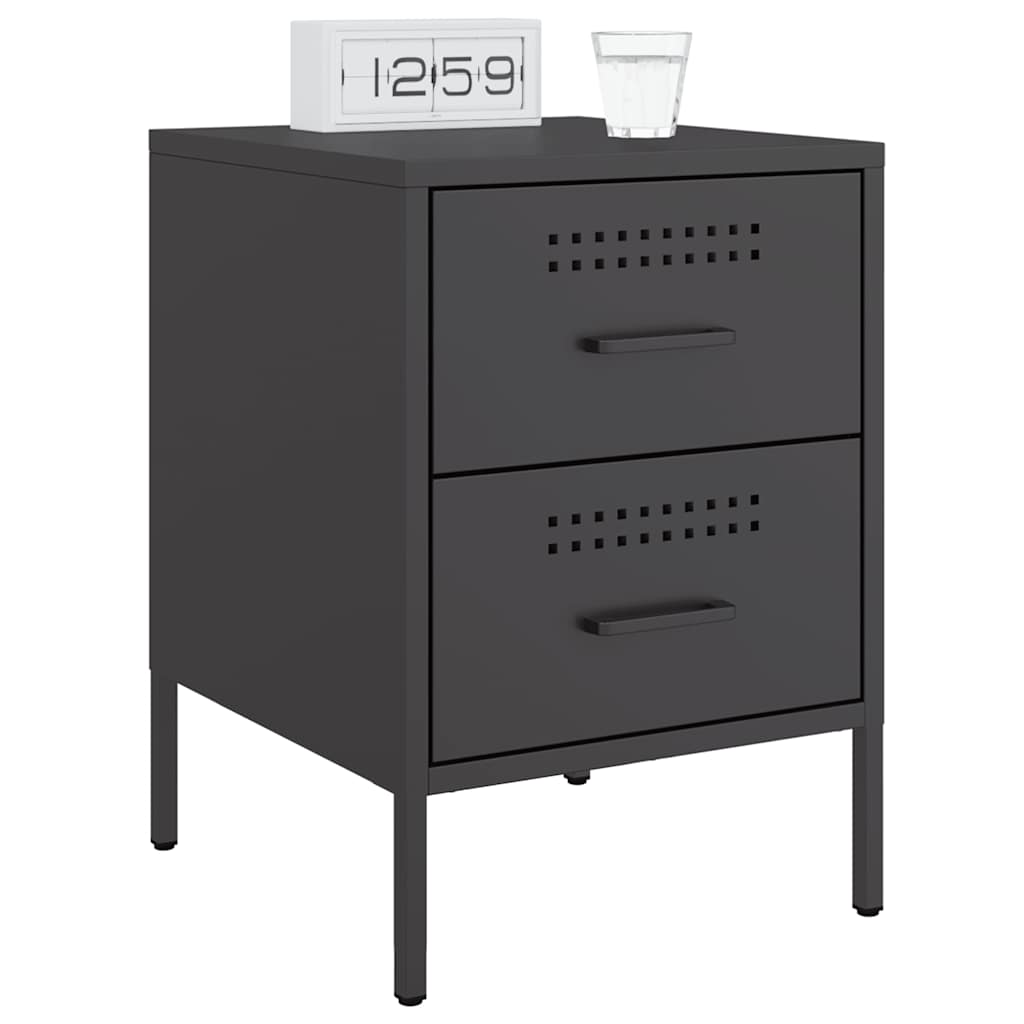 vidaXL Bedside Cabinets 2 pcs Black 36x39x50.5 cm Steel 3