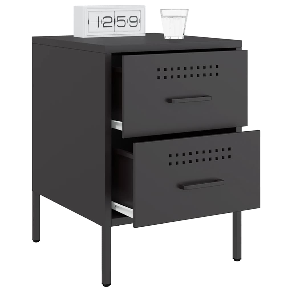 vidaXL Bedside Cabinets 2 pcs Black 36x39x50.5 cm Steel 4