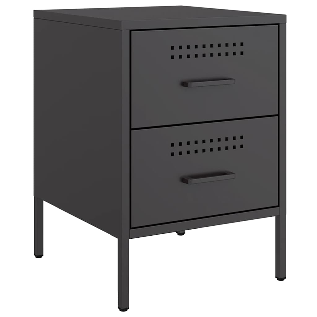 vidaXL Bedside Cabinets 2 pcs Black 36x39x50.5 cm Steel 5