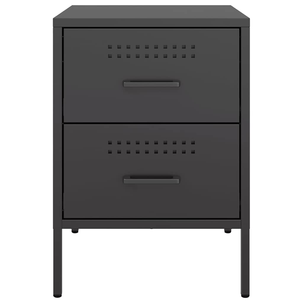 vidaXL Bedside Cabinets 2 pcs Black 36x39x50.5 cm Steel 6