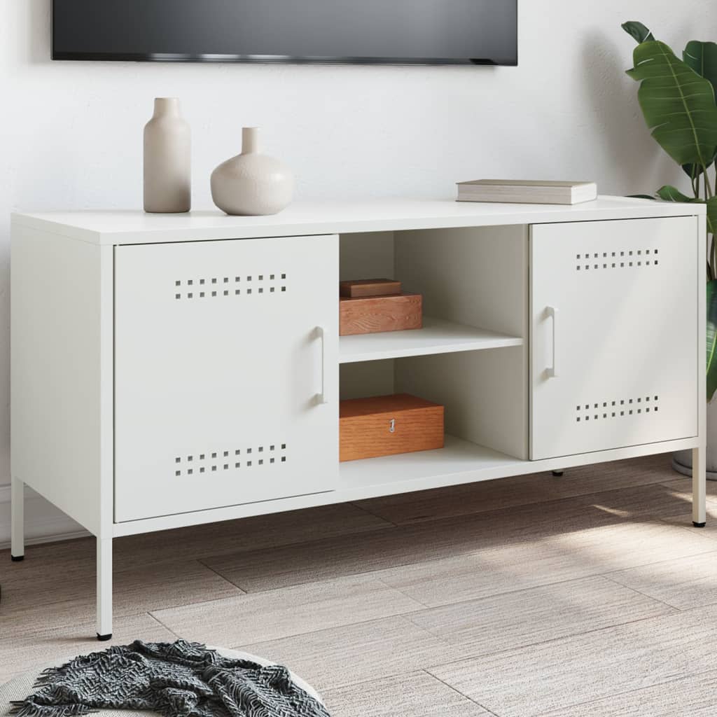 vidaXL TV Cabinet White 100,5x39x50,5 cm Steel 1