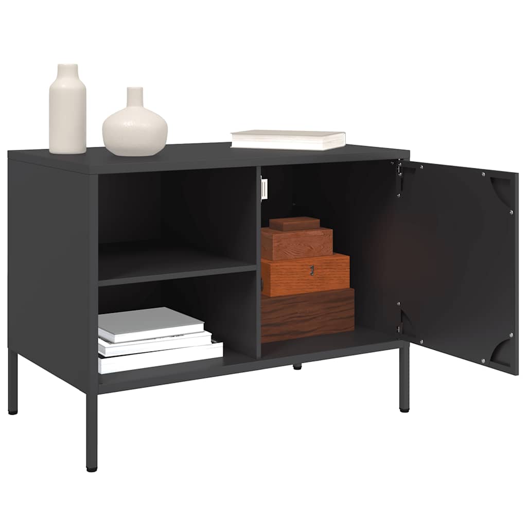 vidaXL TV Cabinet Black 68x39x50.5 cm Steel 5
