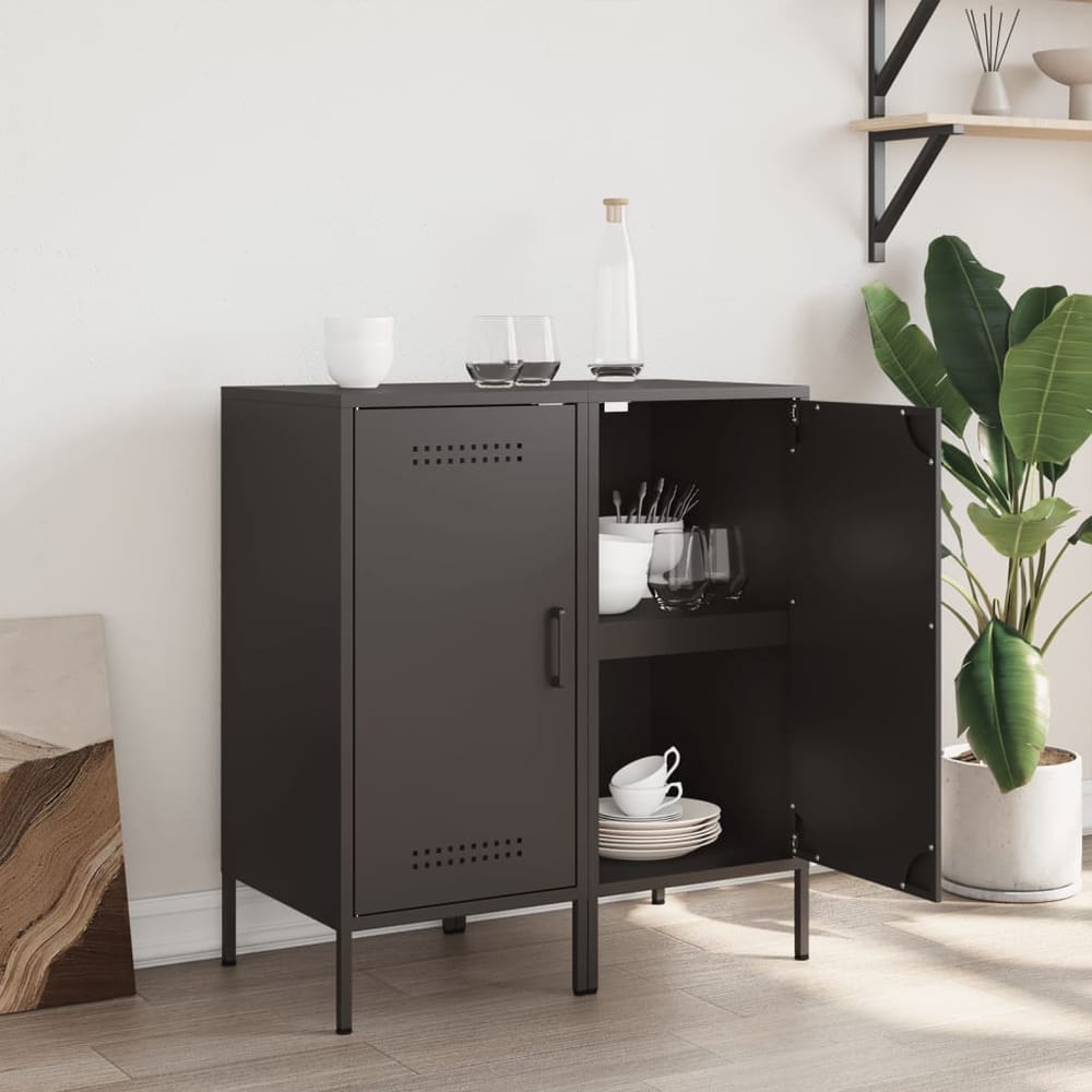 Sideboards 2 pcs 36x39x79 cm Steel Black