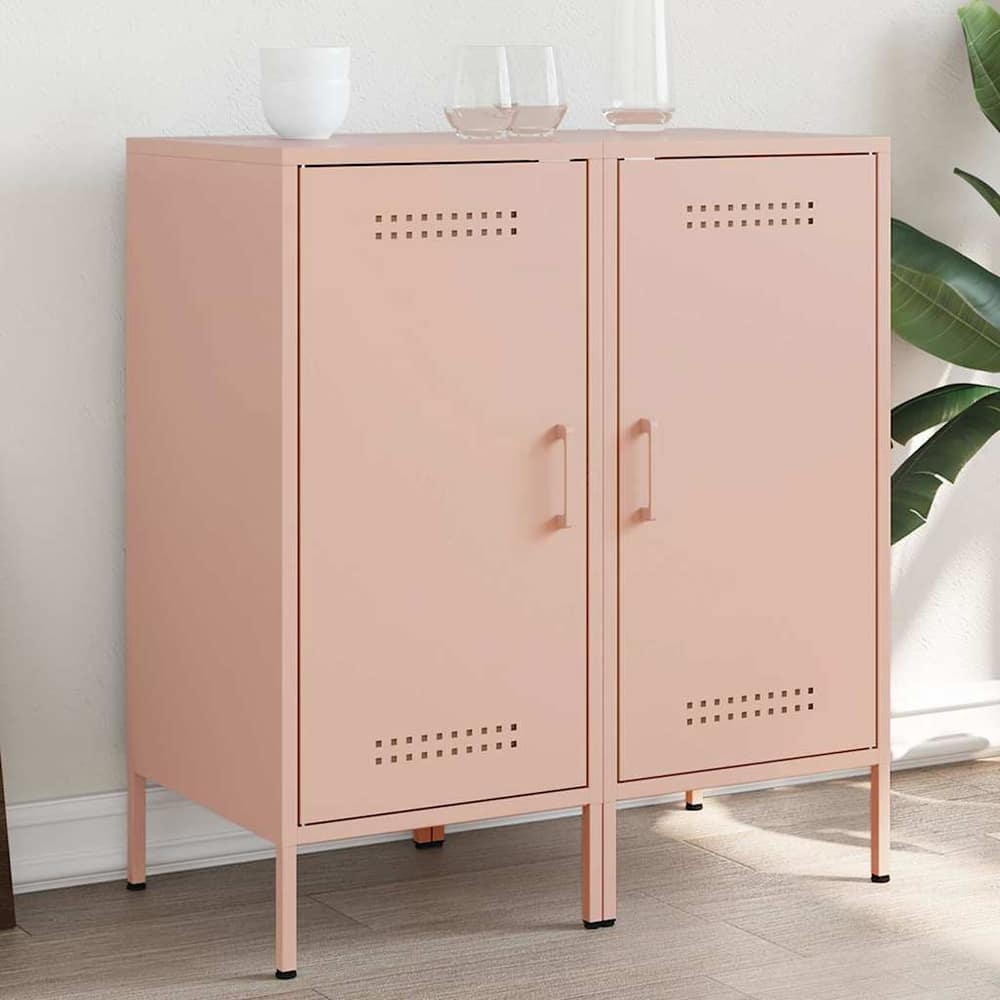 Sideboards 2 pcs 36x39x79 cm Steel Pink