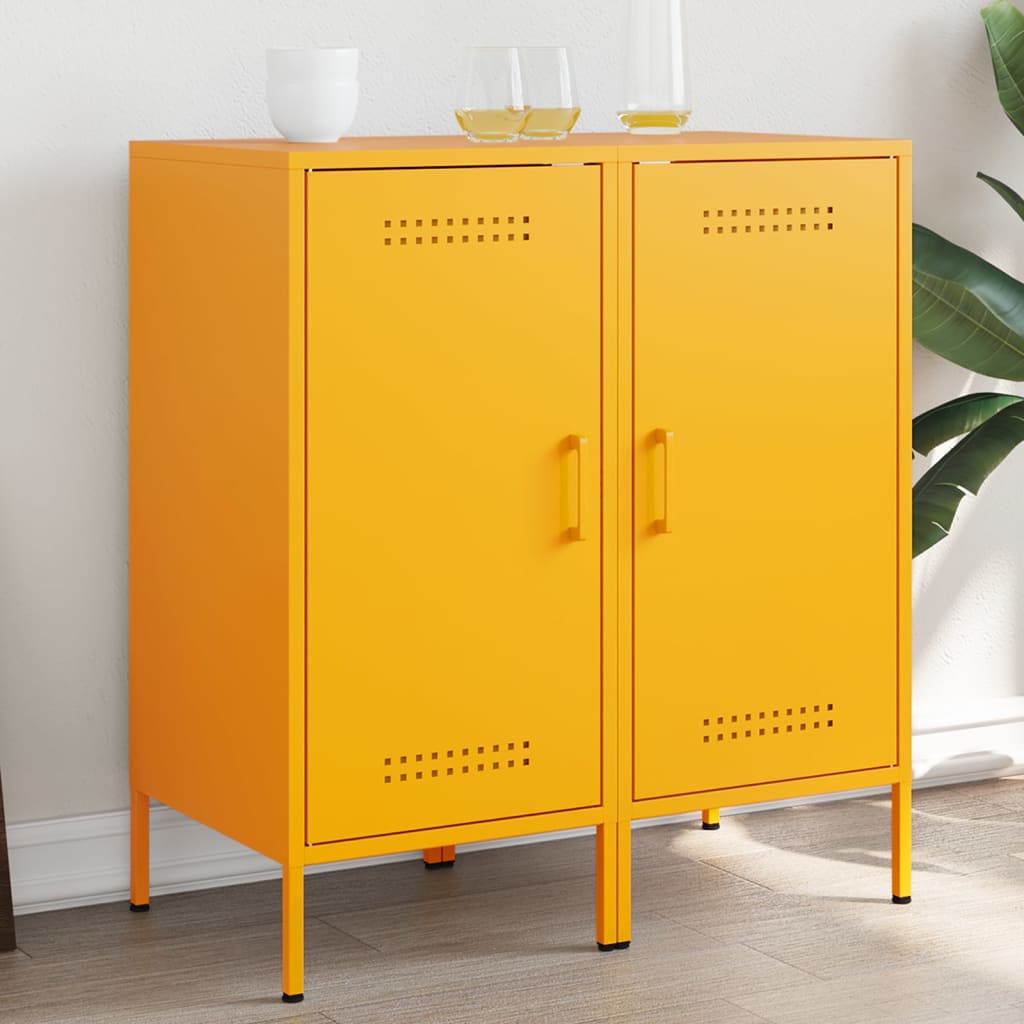 Sideboards 2 pcs 36x39x79 cm Steel Yellow