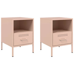 vidaXL Bedside Cabinets 2 pcs Pink 36x39x50.5 cm Steel 2