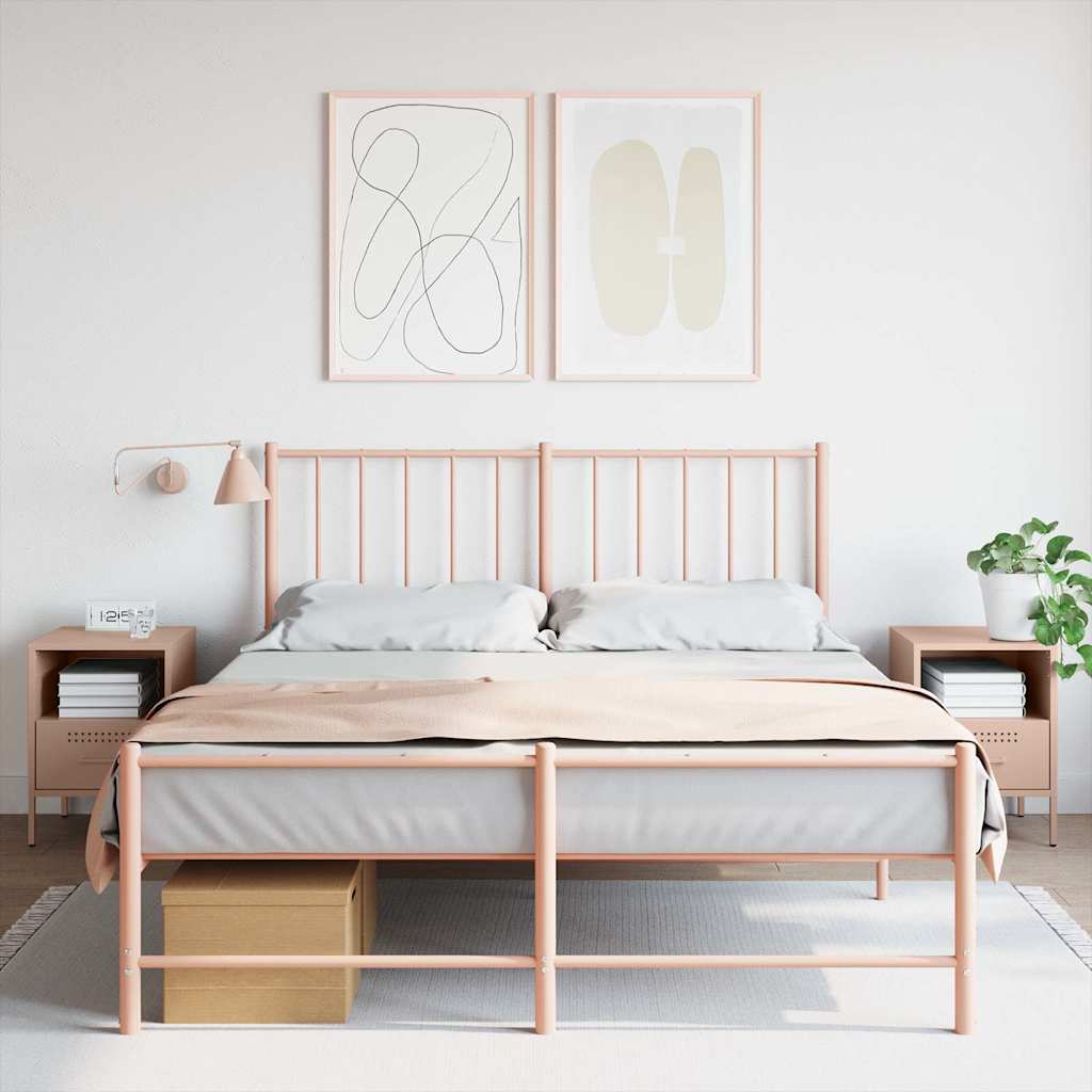 vidaXL Bedside Cabinets 2 pcs Pink 36x39x50.5 cm Steel 1