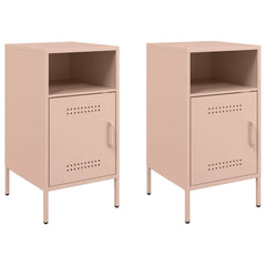 vidaXL Bedside Cabinet | Set of 2 | Pink | Cold-rolled steel | Standard 2