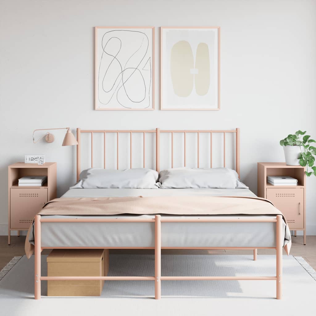 vidaXL Bedside Cabinet | Set of 2 | Pink | Cold-rolled steel | Standard 1