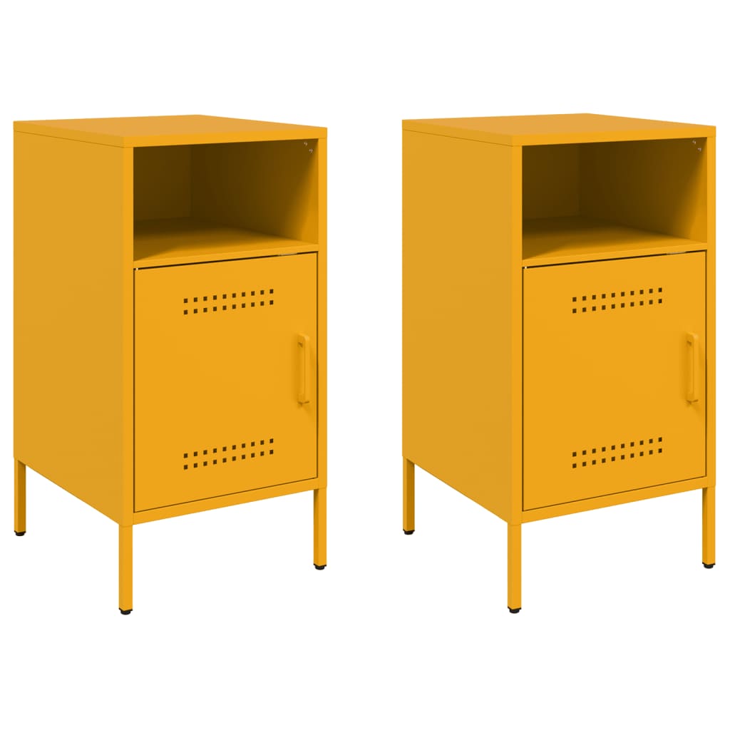 vidaXL Bedside Cabinets 2 pcs Mustard Yellow 36x39x68 cm Steel 2