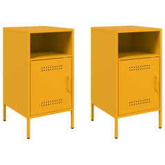 vidaXL Bedside Cabinets 2 pcs Mustard Yellow 36x39x68 cm Steel 2