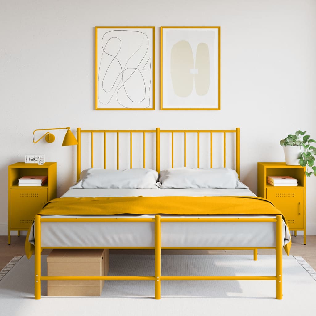 vidaXL Bedside Cabinets 2 pcs Mustard Yellow 36x39x68 cm Steel 1