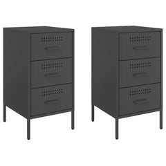 vidaXL Bedside Cabinets 2 pcs Black 36x39x68 cm Steel 2