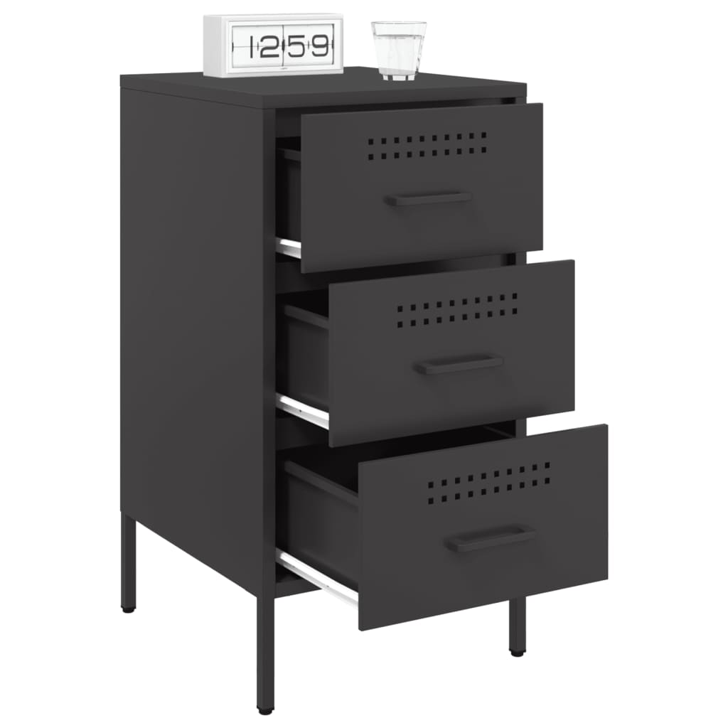 vidaXL Bedside Cabinets 2 pcs Black 36x39x68 cm Steel 4