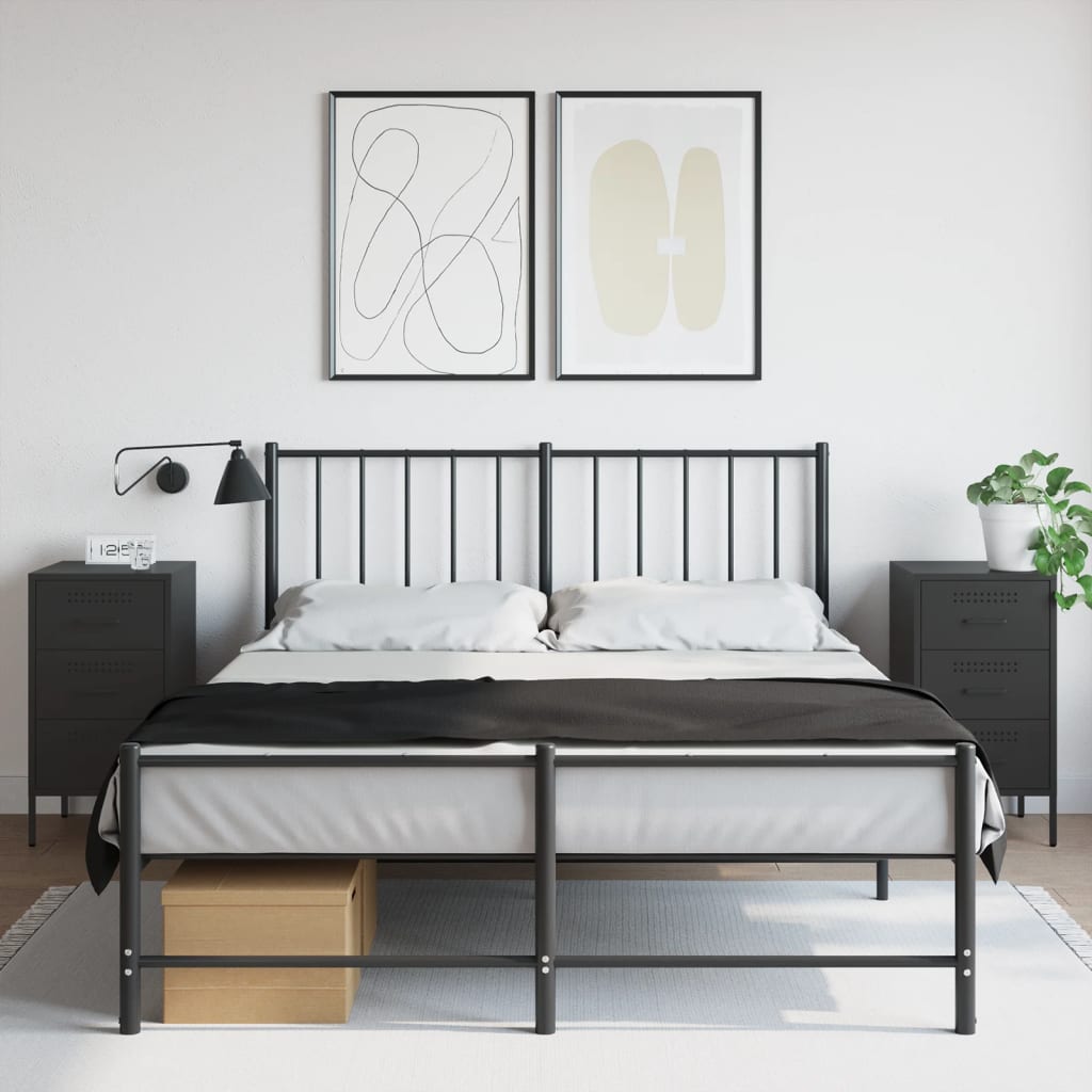 vidaXL Bedside Cabinets 2 pcs Black 36x39x68 cm Steel 1