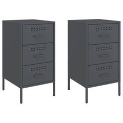 vidaXL Bedside Cabinets 2 pcs Anthracite 36x39x68 cm Steel 2