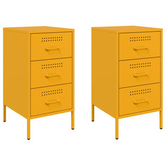 vidaXL Bedside Cabinets 2 pcs Mustard Yellow 36x39x68 cm Steel 2