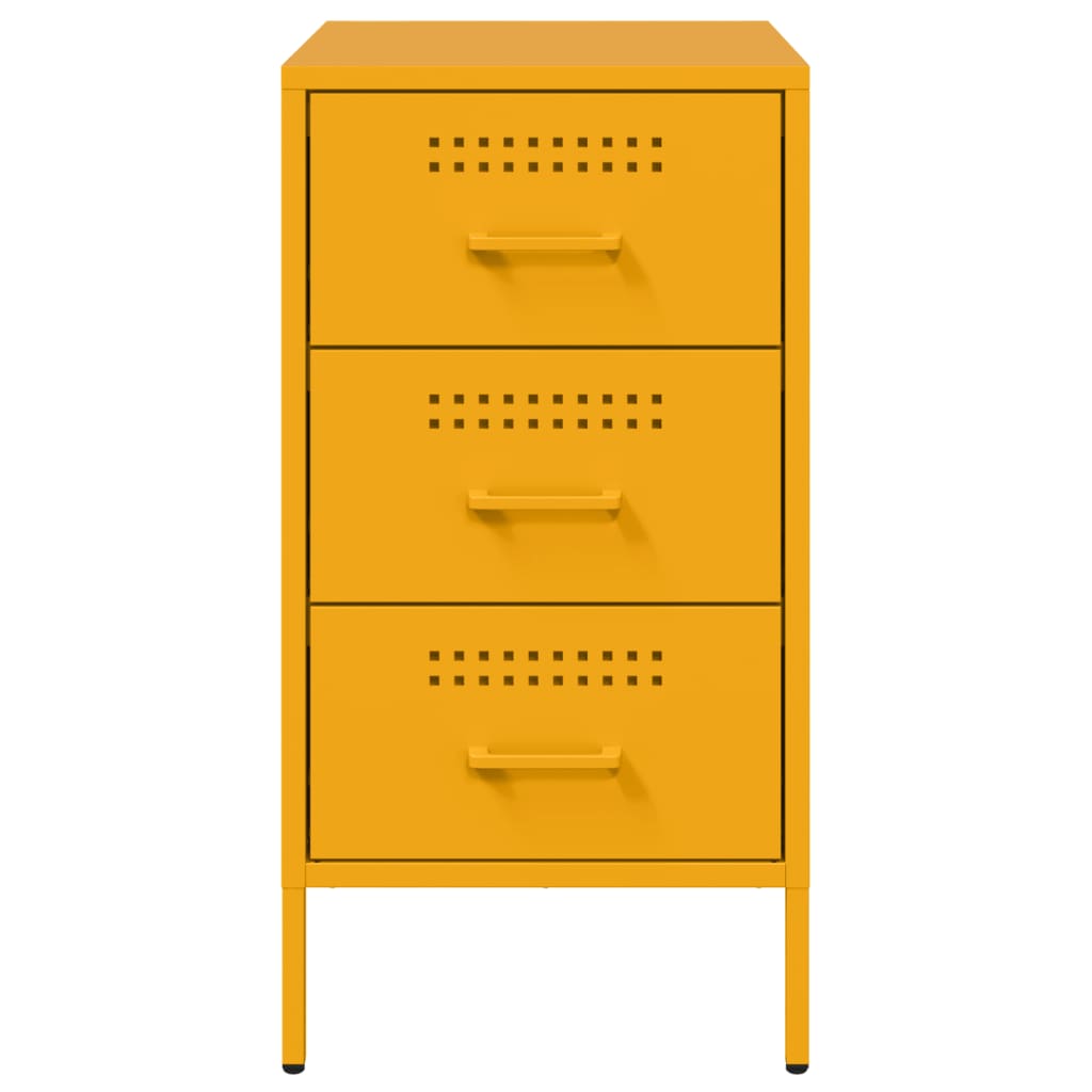 vidaXL Bedside Cabinets 2 pcs Mustard Yellow 36x39x68 cm Steel 6