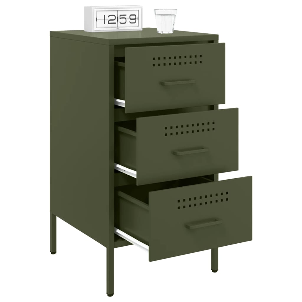 vidaXL Bedside Cabinets 2 pcs Olive Green 36x39x68 cm Steel 4