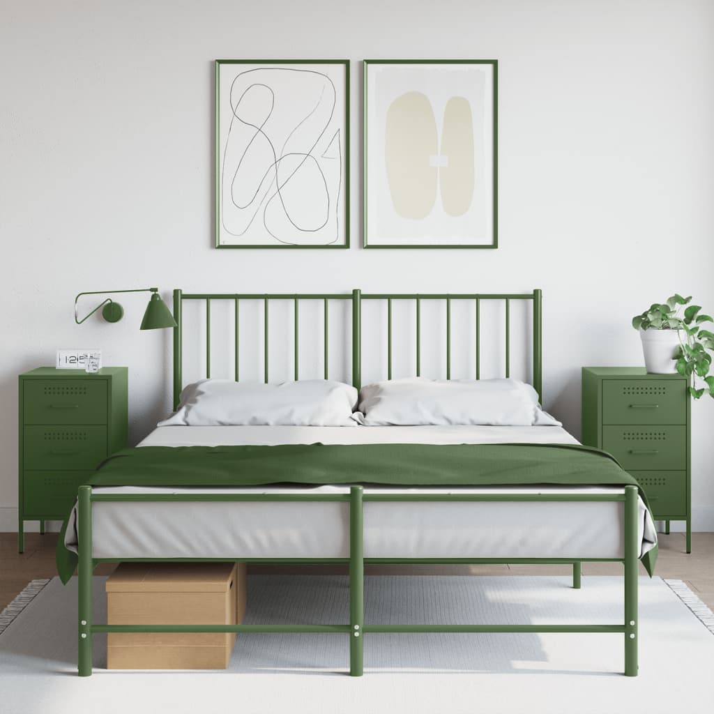 vidaXL Bedside Cabinets 2 pcs Olive Green 36x39x68 cm Steel 1