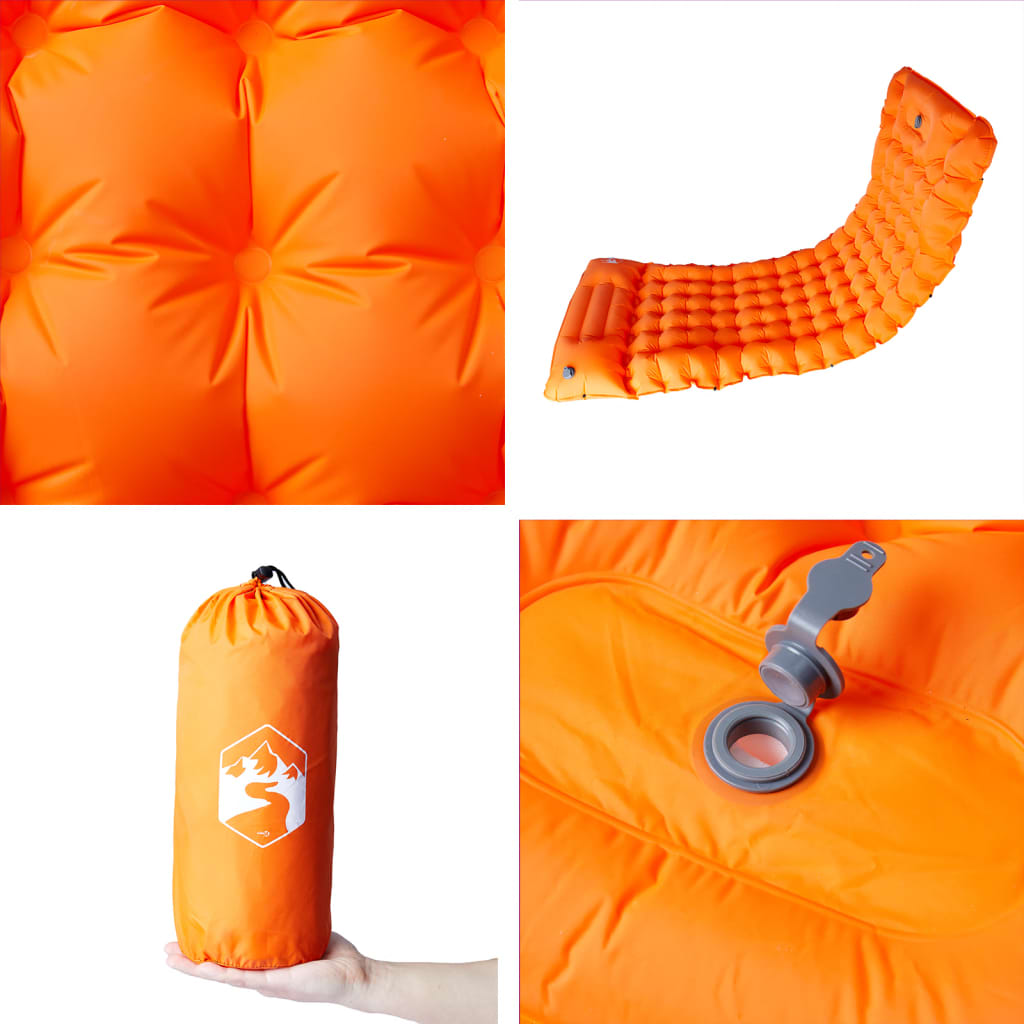 vidaXL Self Inflating Camping Mattress with Pillow 1-Person Orange 5