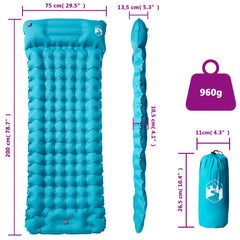 vidaXL Self Inflating Camping Mattress with Pillow 1-Person Blue 6