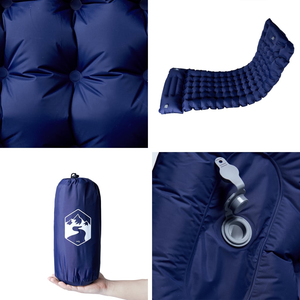 vidaXL Self Inflating Camping Mattress with Pillow 1-Person Navy Blue 5