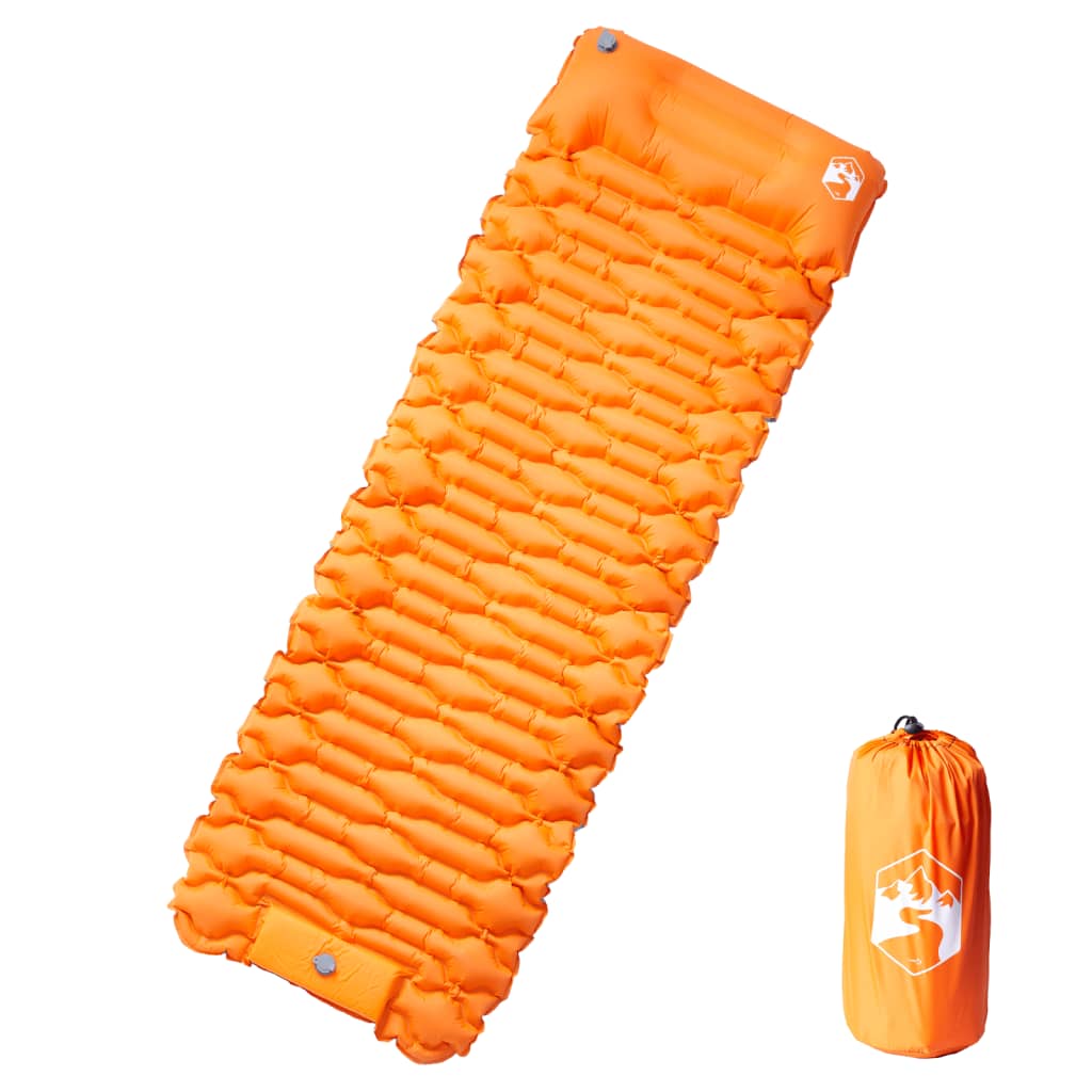 vidaXL Self Inflating Camping Mattress with Pillow 1-Person Orange 1