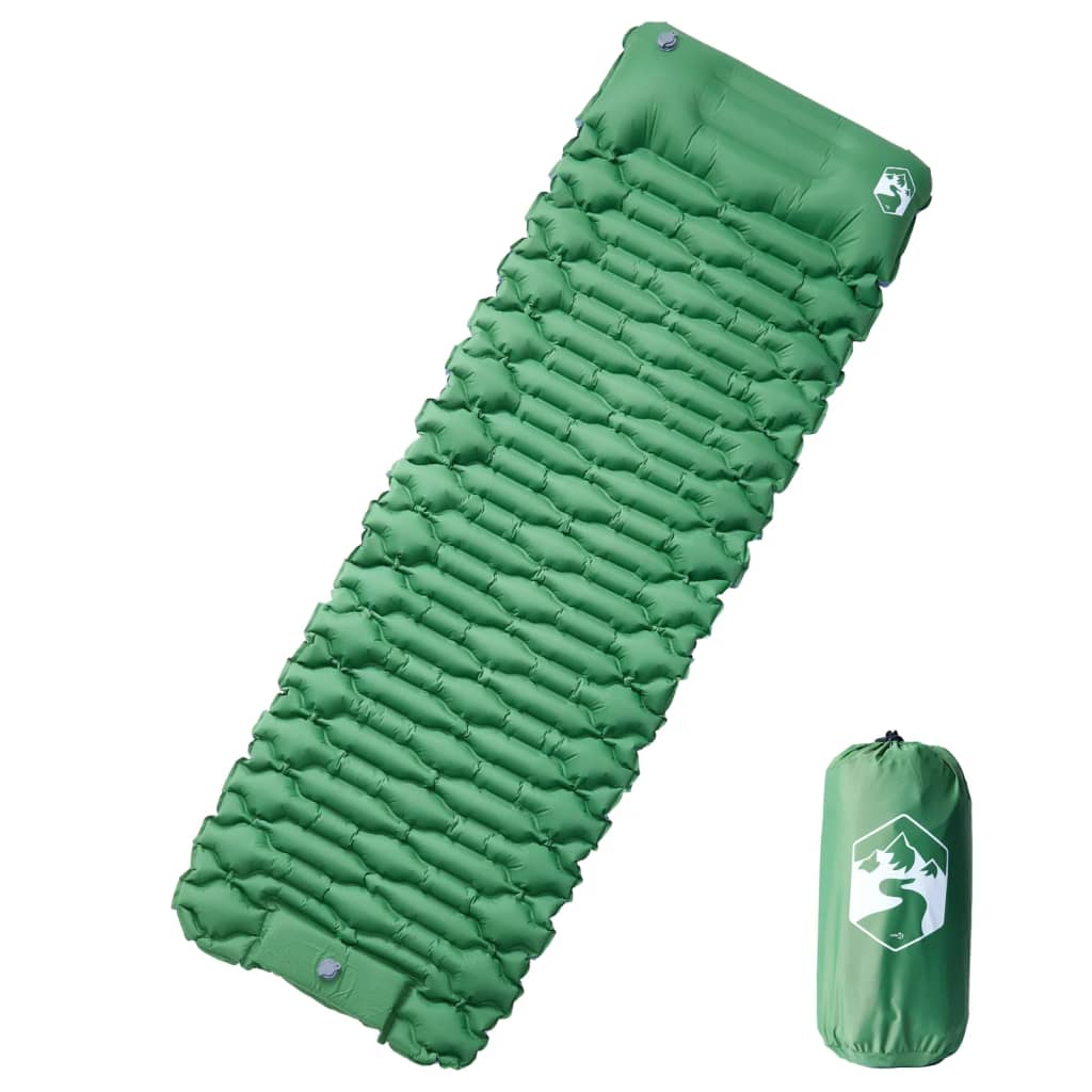 vidaXL Self Inflating Camping Mattress with Pillow 1-Person Green 1